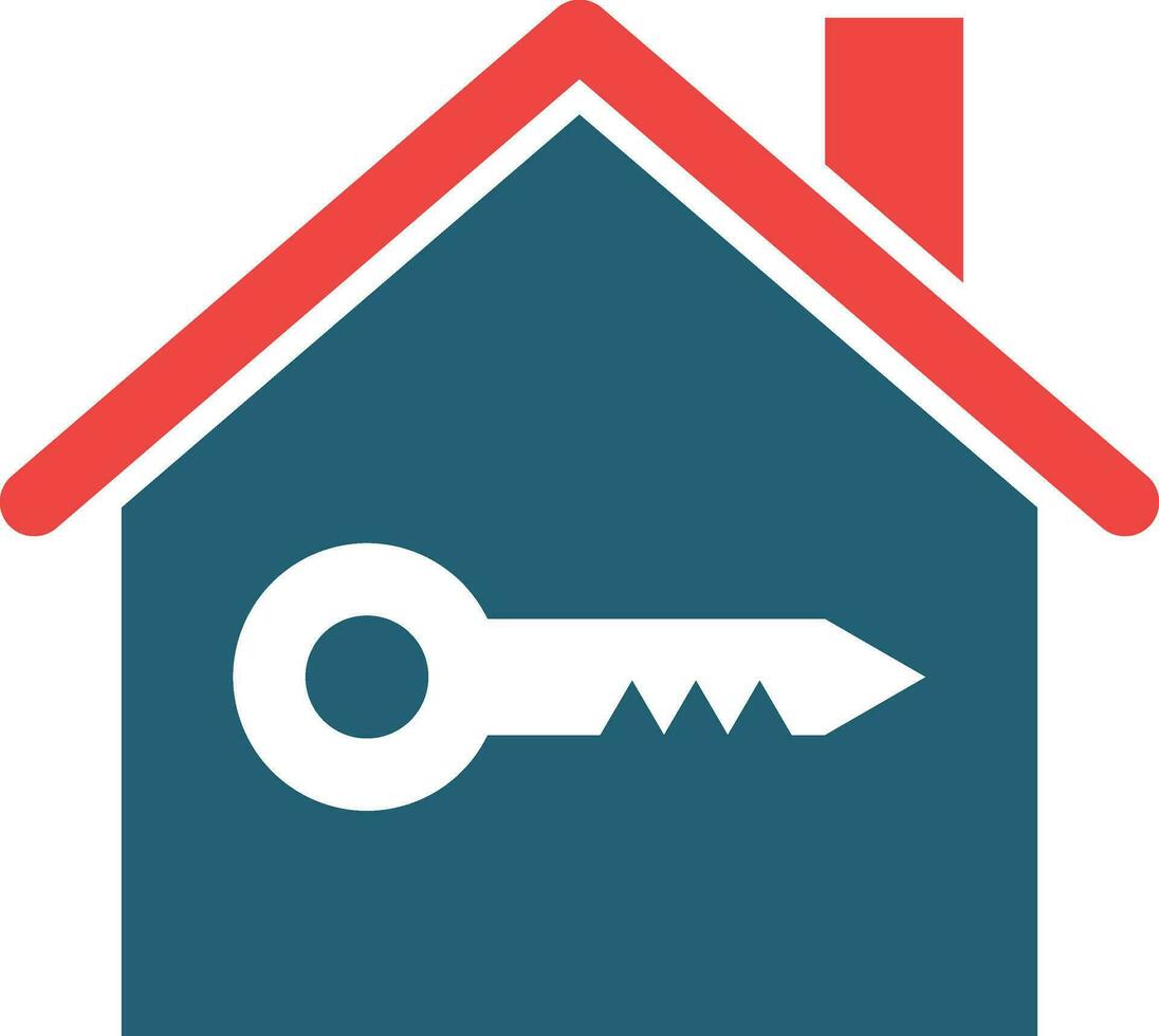 House Key Glyph Two Color Icon For Personal And Commercial Use. vector