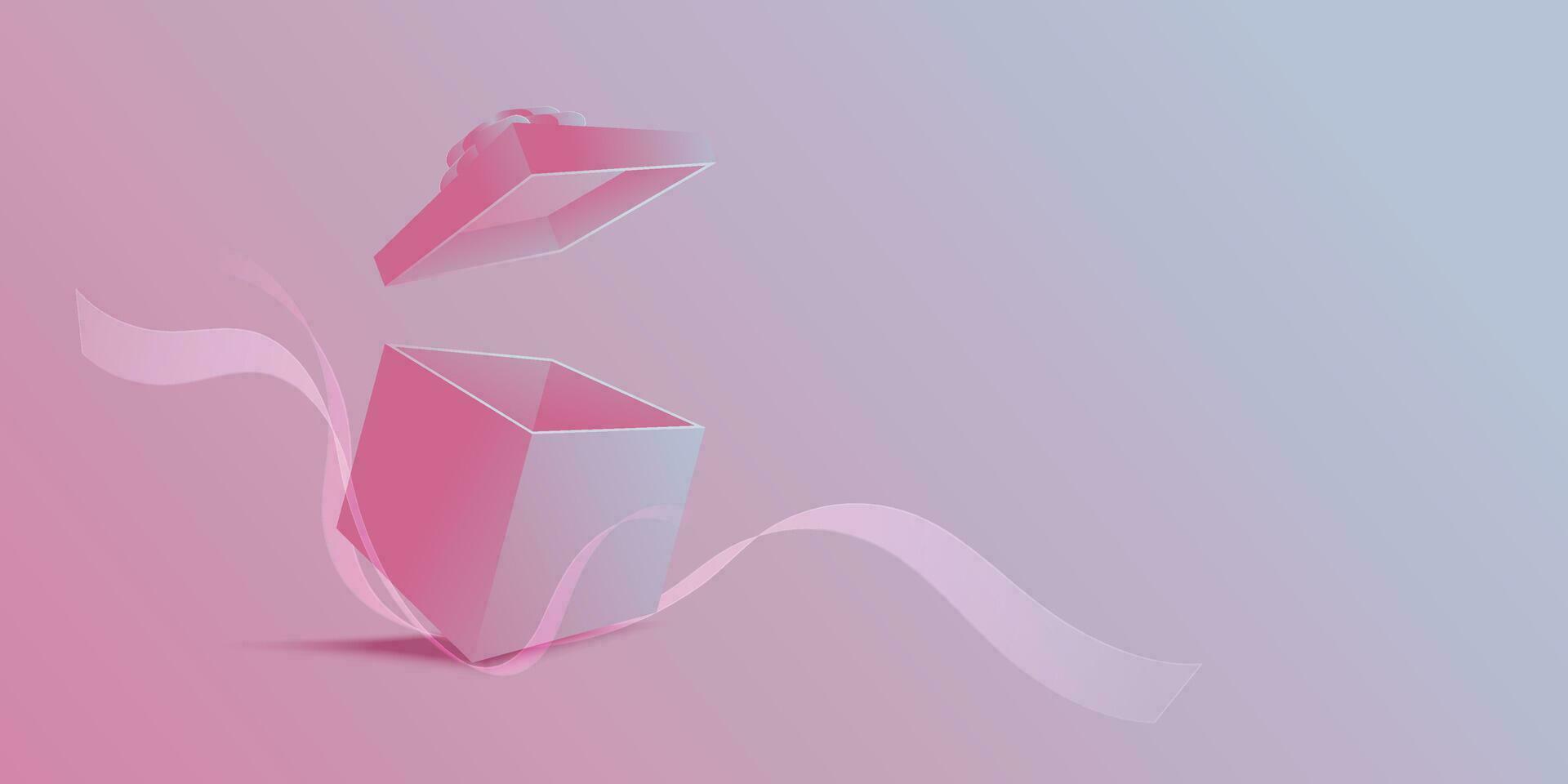 Pink open gift box.Vector illustration vector