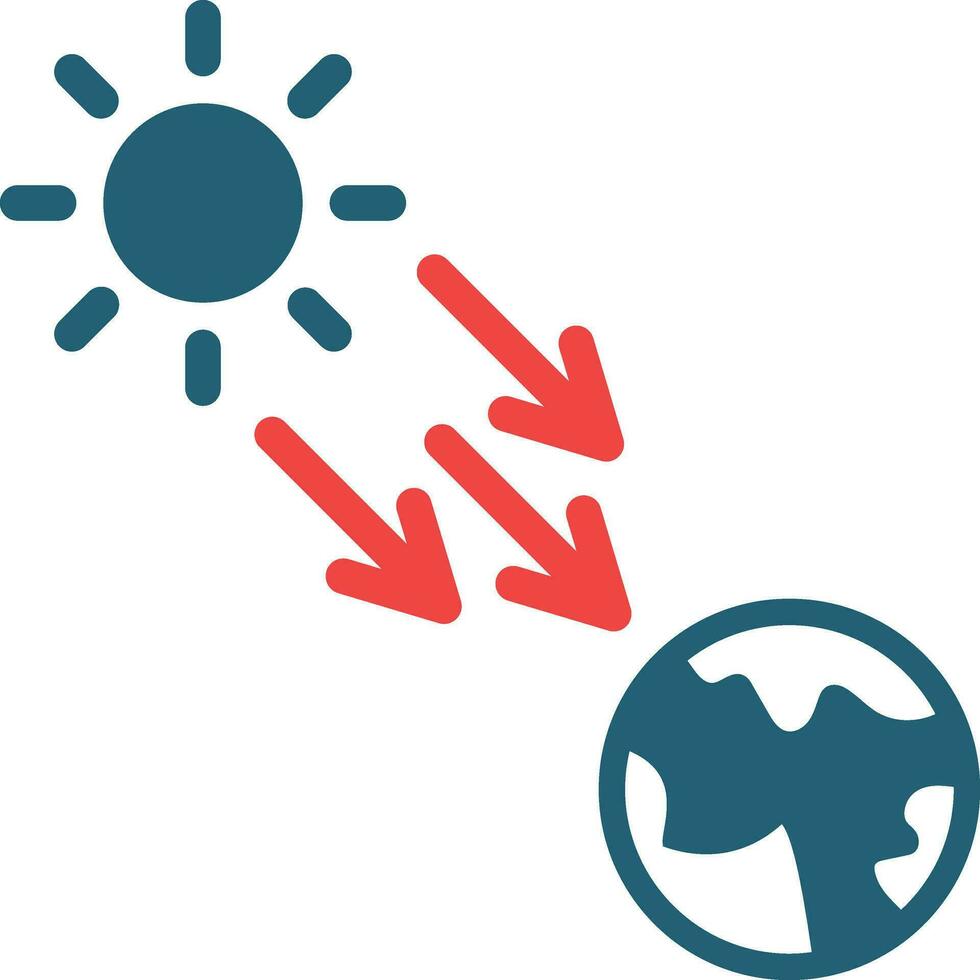 Solar Radiation Glyph Two Color Icon For Personal And Commercial Use. vector