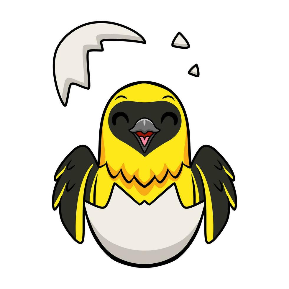 Cute weaver bird cartoon inside from egg vector