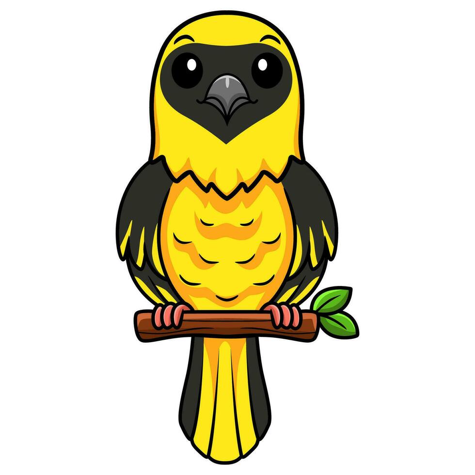 Cute weaver bird cartoon on tree branch vector