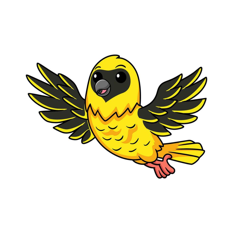 Cute weaver bird cartoon flying vector