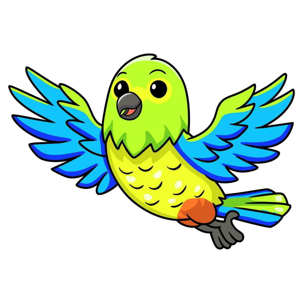 Cute orange bellied parrot cartoon flying vector