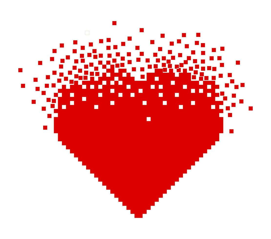 Scattered pixel heart. Broken heart symbol isolated on white background. vector