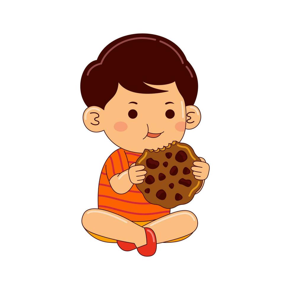 Kids eating food vector illustration
