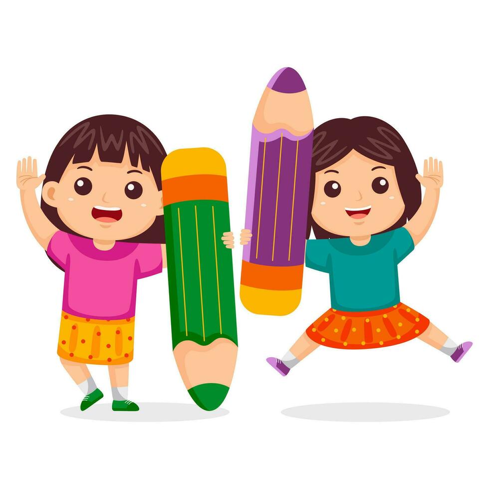 Kids Back to School Vector Illustration