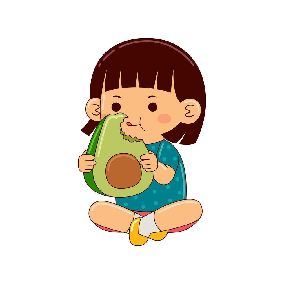 Kids eating fruit vector illustration