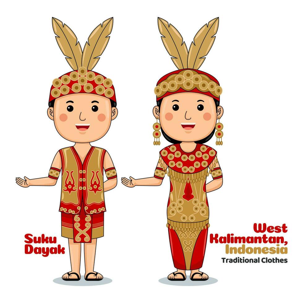 Couple wear West Kalimantan Indonesian Traditional Cloth vector