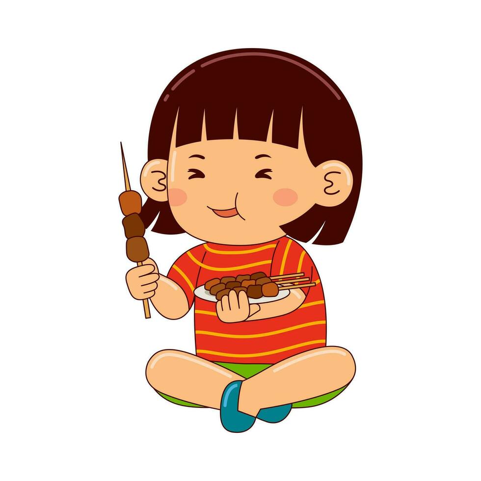 niños comiendo comida vector ilustración