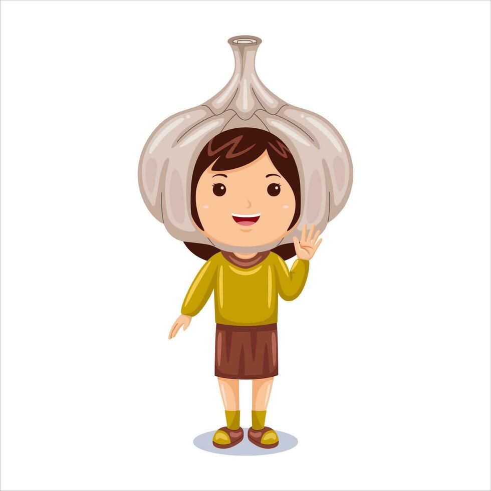 girl kids garlic character costume vector