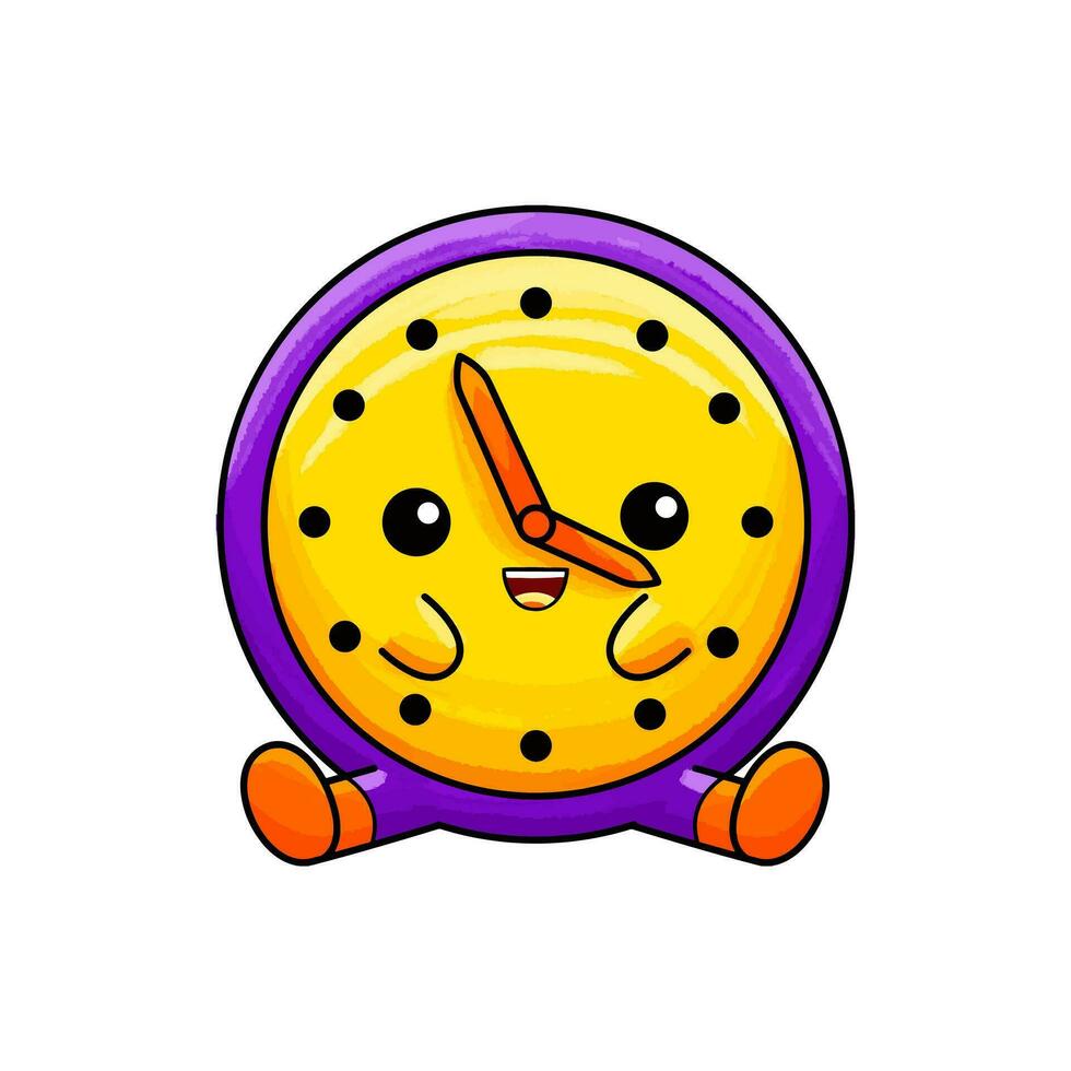wall clock kawaii character illustration vector