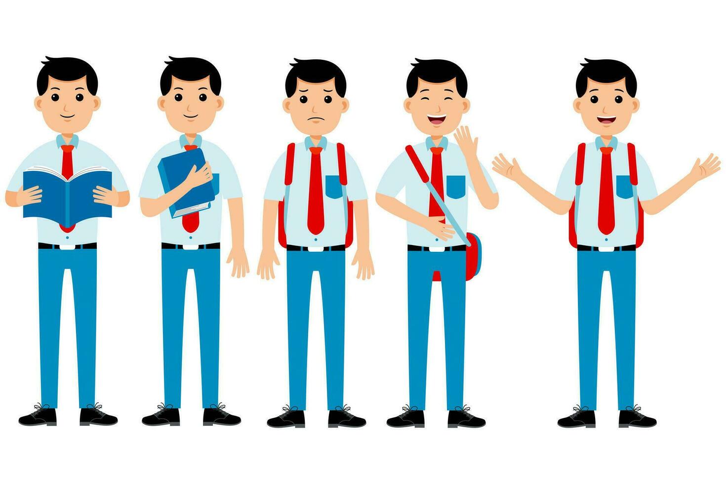 Man Student Wearing Uniform Vector Pack