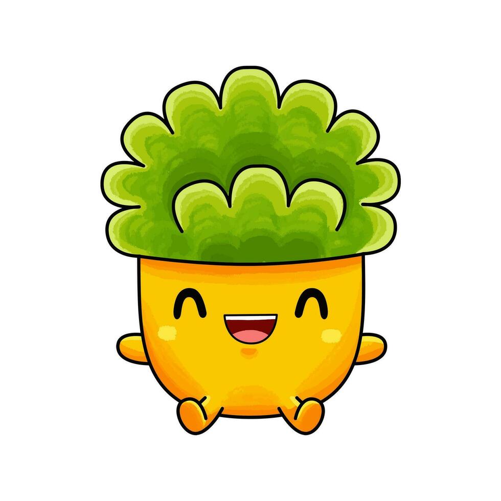 plant kawaii character illustration vector