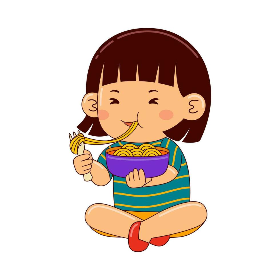 niños comiendo rápido comida vector ilustración