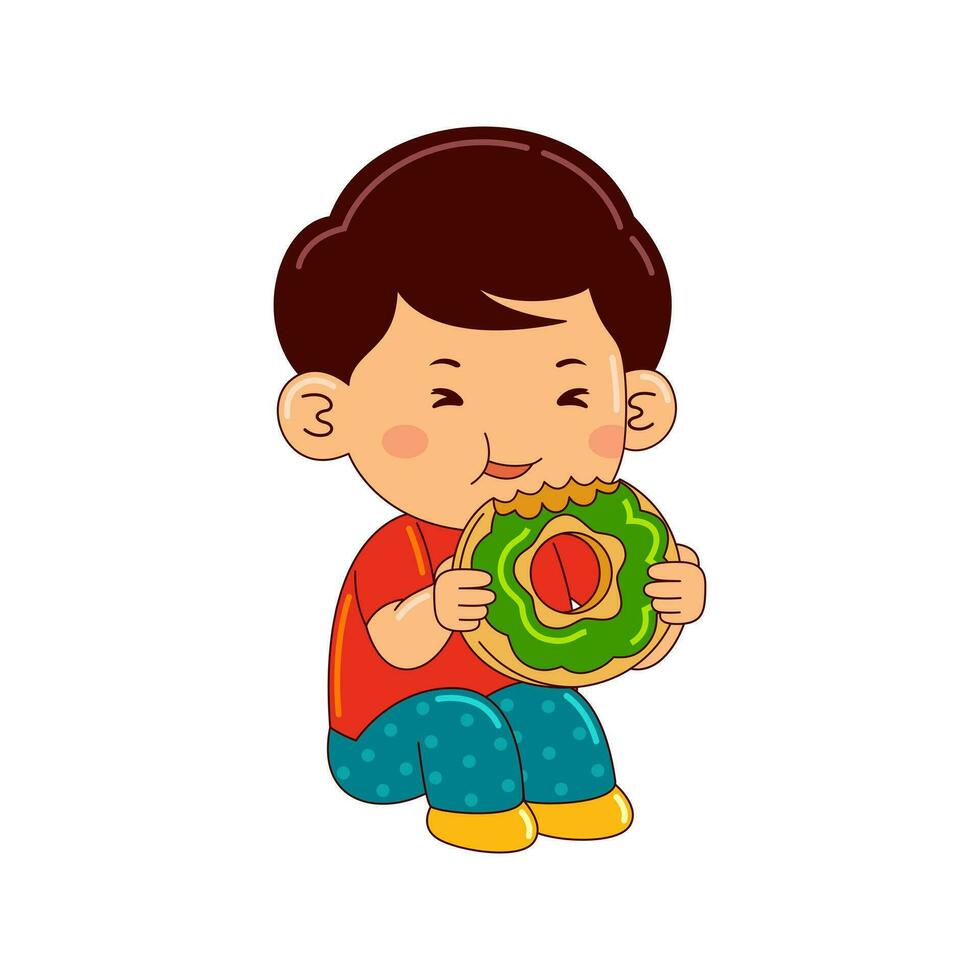 niños comiendo postre vector ilustración