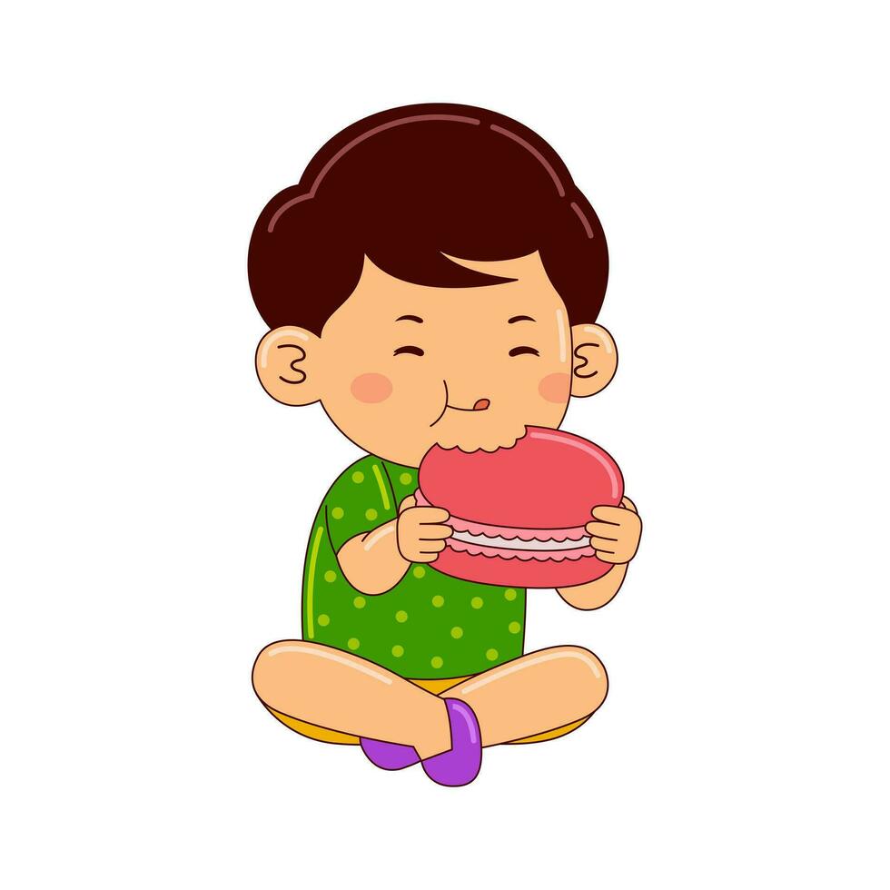 niños comiendo postre vector ilustración