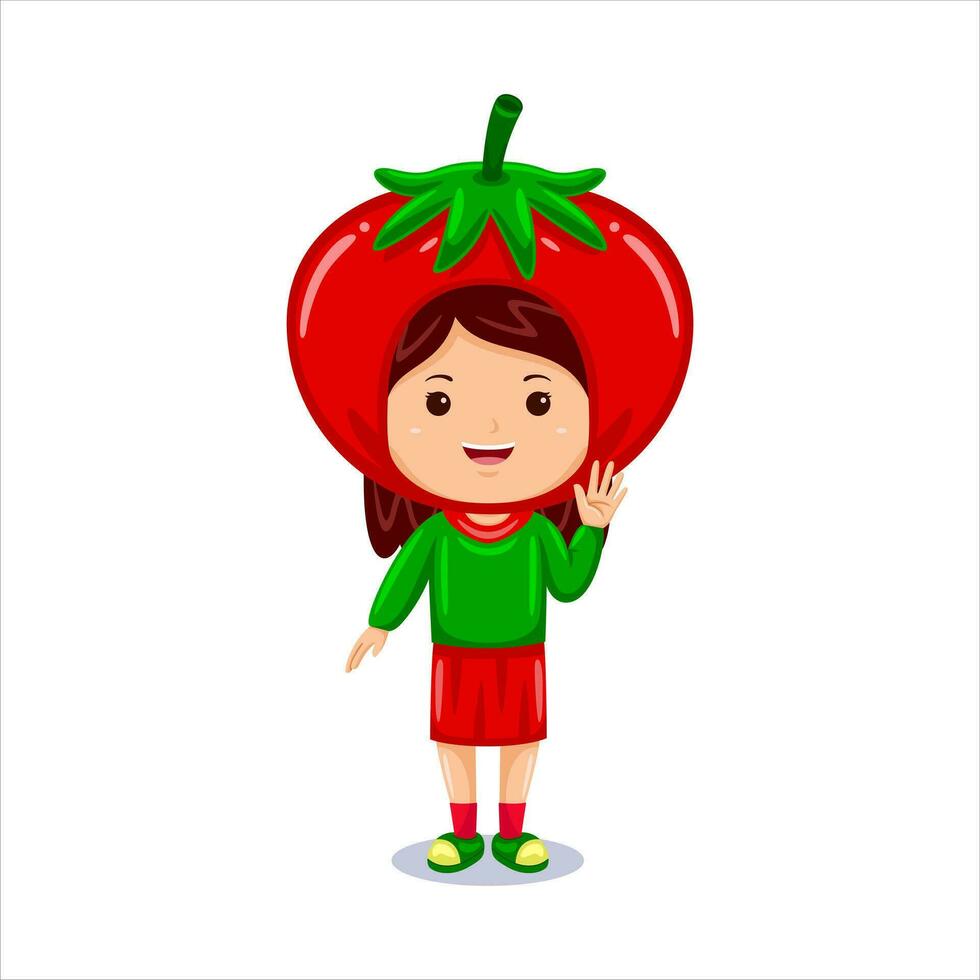 girl kids tomato character costume.eps vector