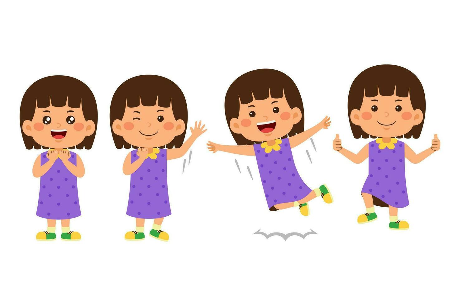 cute little kid girl vector illustration