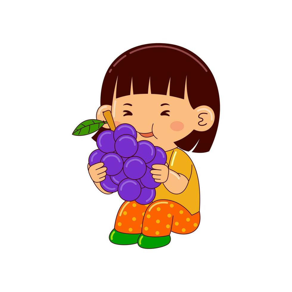 niños comiendo Fruta vector ilustración