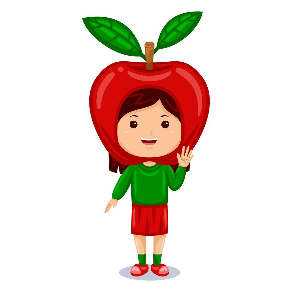 niña niños manzana personaje vector