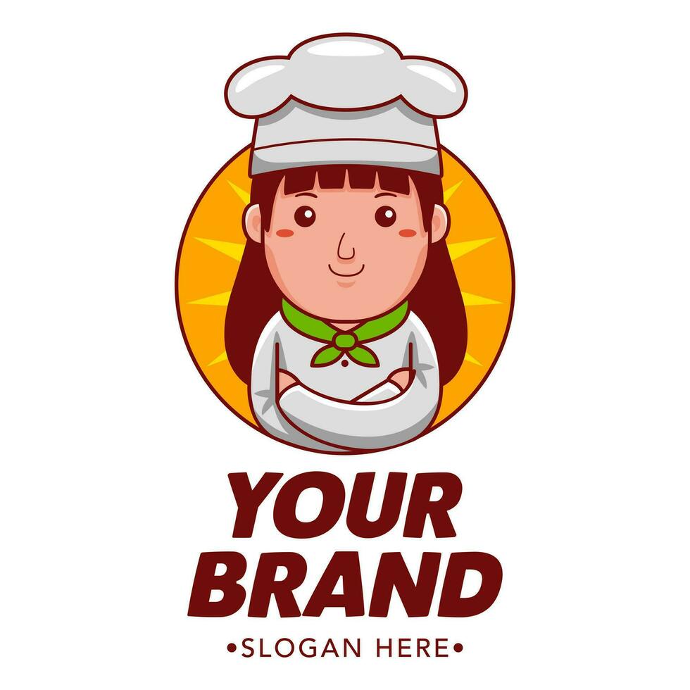 mujer panadero dibujos animados personaje logo vector modelo