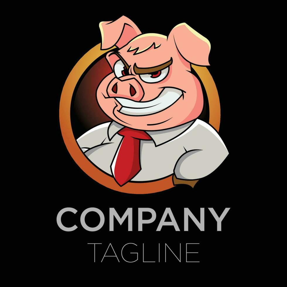 porky mascot logo vector