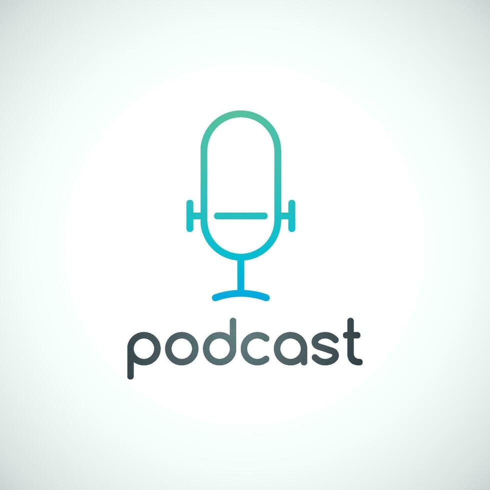 Podcast emblem. Studio table microphone icon. vector