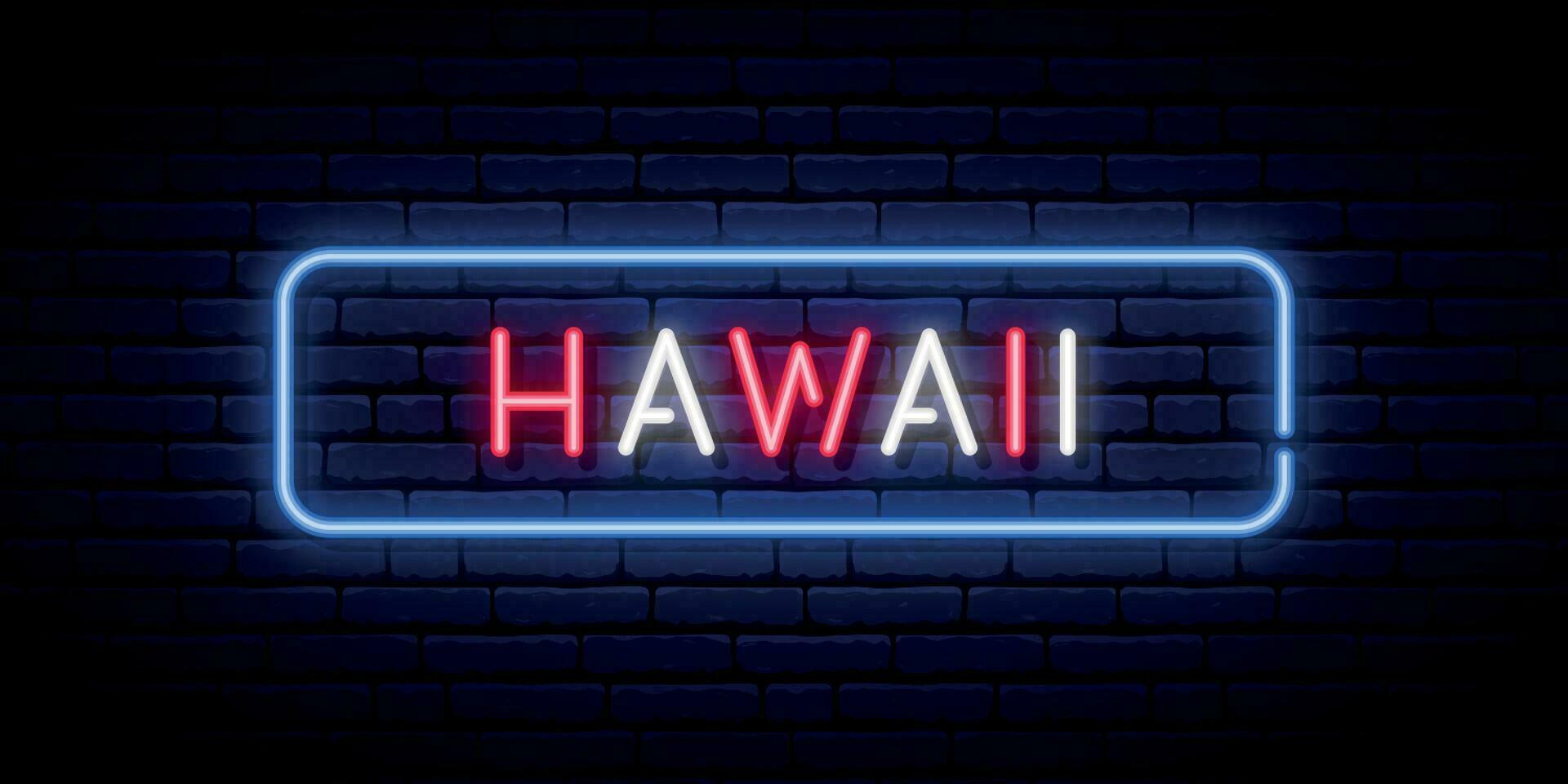Hawaii neon signboard. vector
