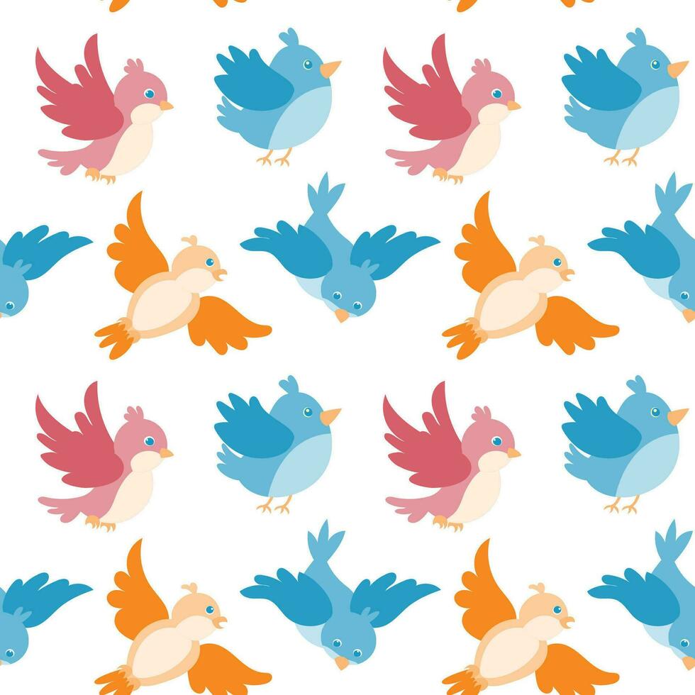 Cute birds flying seamless pattern background vector