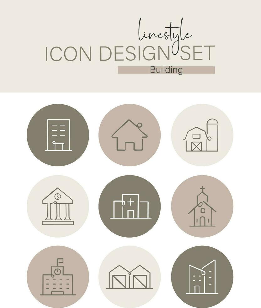 estilo de línea icono diseño conjunto edificio vector