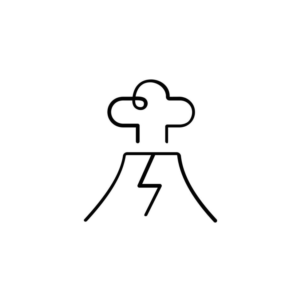 Erupting Volcano Line Style Icon Design vector