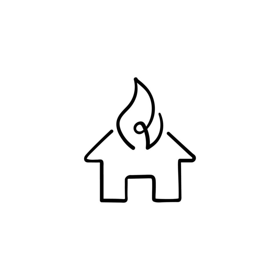 House on fire Line Style Icon Design vector