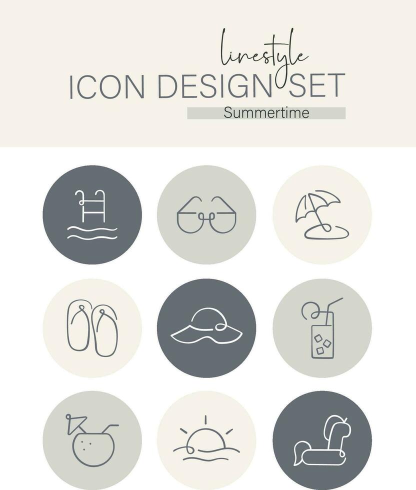 estilo de línea icono diseño conjunto Hora de verano vector