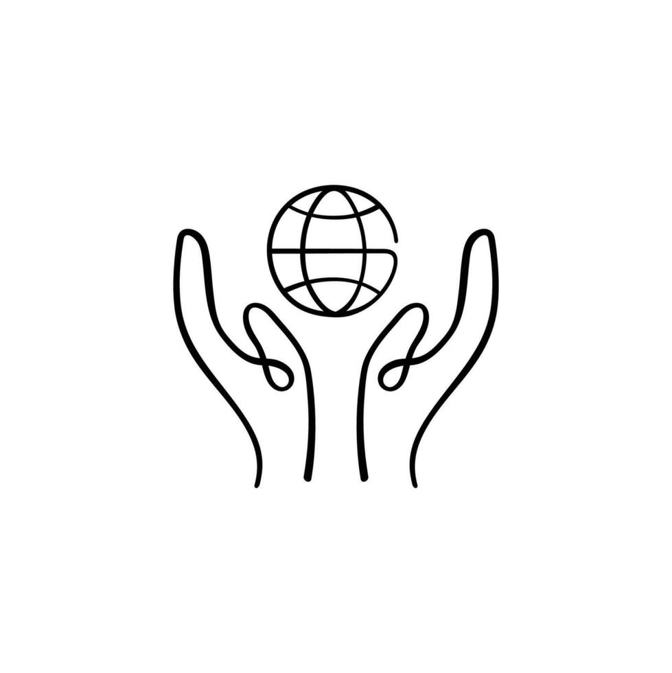 Global Care Line Style Icon Design vector