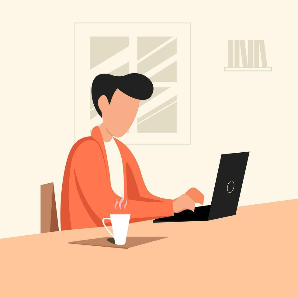 joven hombre trabajando en el computadora programador, negocio análisis, diseño, estrategia. plano vector ilustración en dibujos animados estilo.