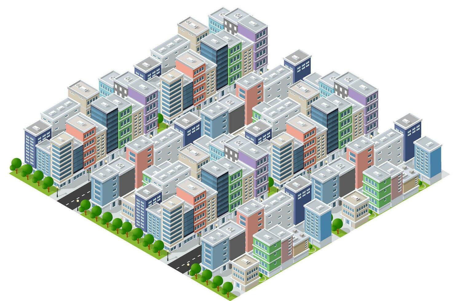 The city lifestyle scene on urban themes with houses, cars, people, trees and parks. Concept isometric 3d illustrations vector for design, games, web