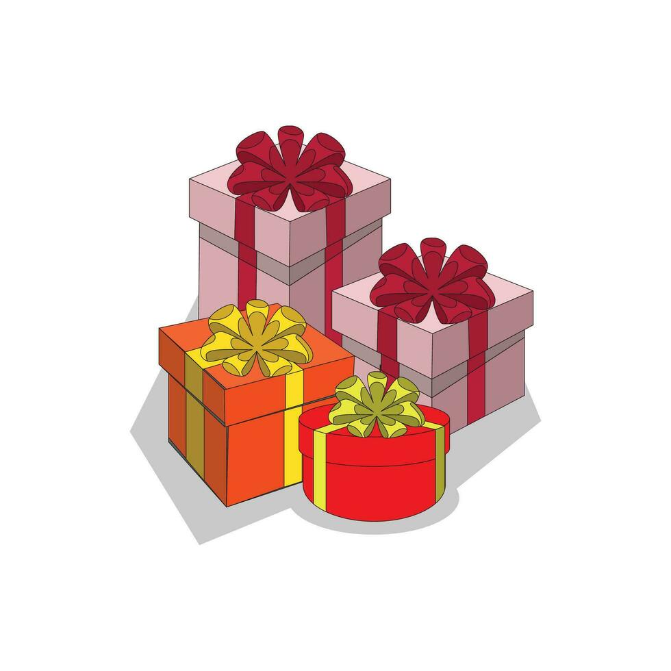 conjunto regalo cajas con cinta. cumpleaños regalo caja. Navidad regalo caja vector