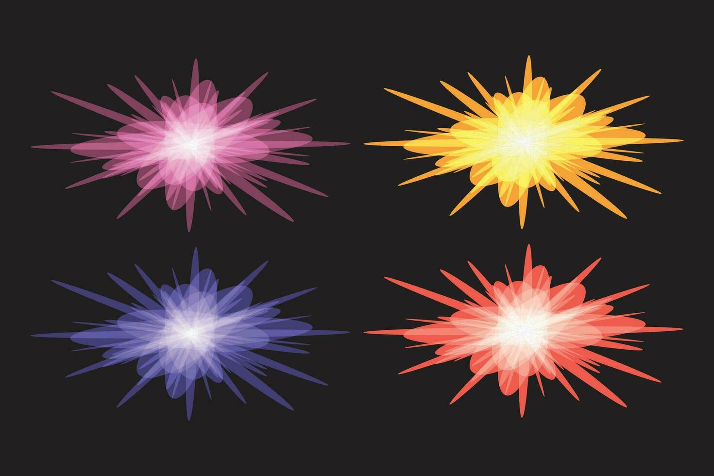 glow explosion starburst vector set collection