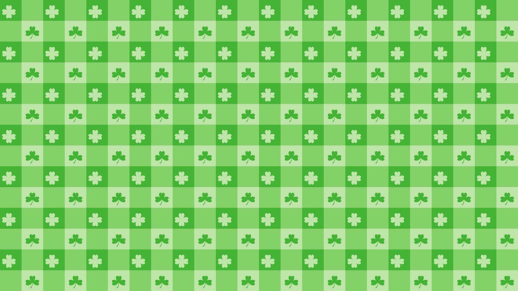 Cute and minimalist green background, seamless patterns with  cloverleaf. vector