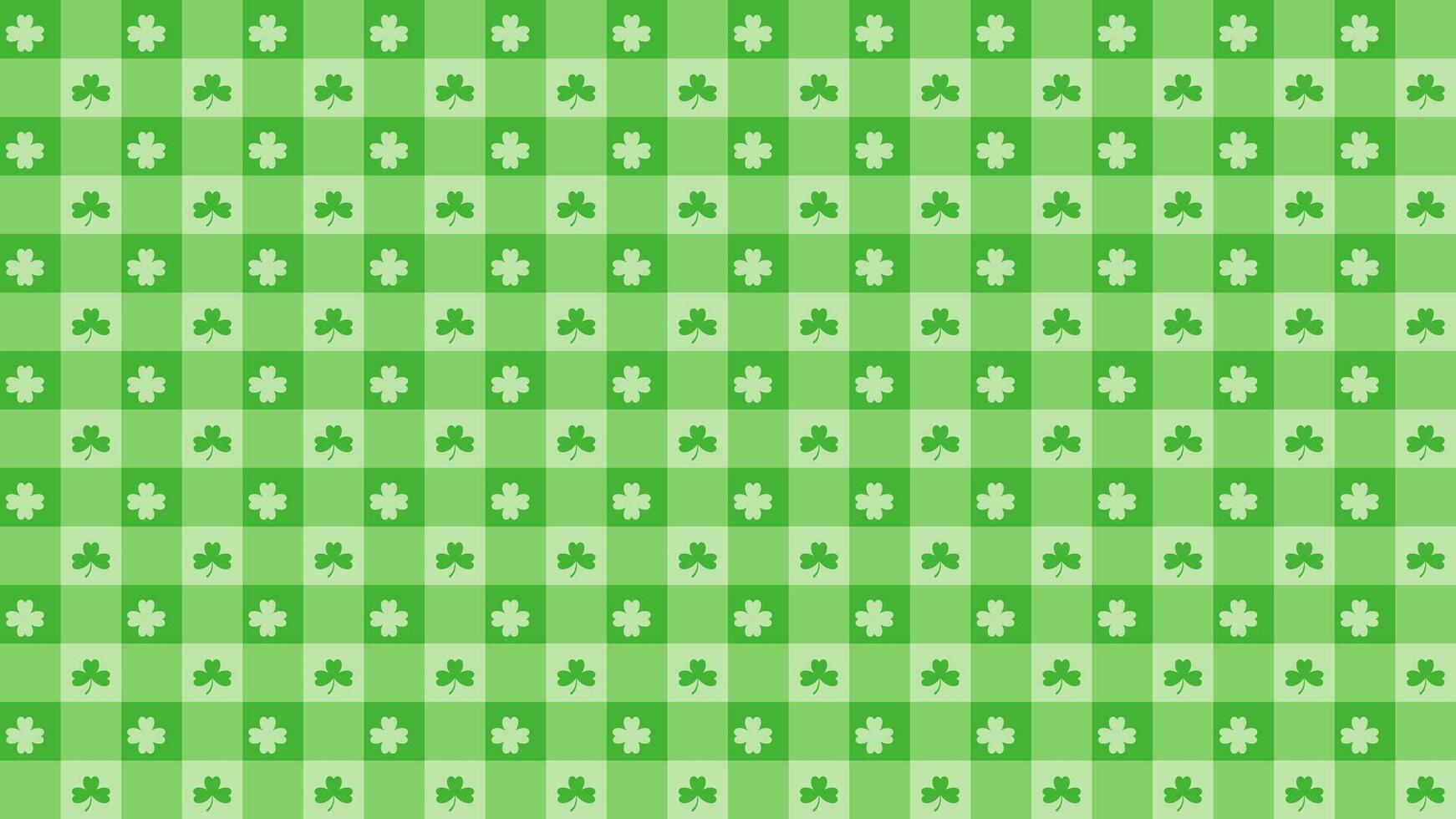 Cute and minimalist green background, seamless patterns with  cloverleaf. vector