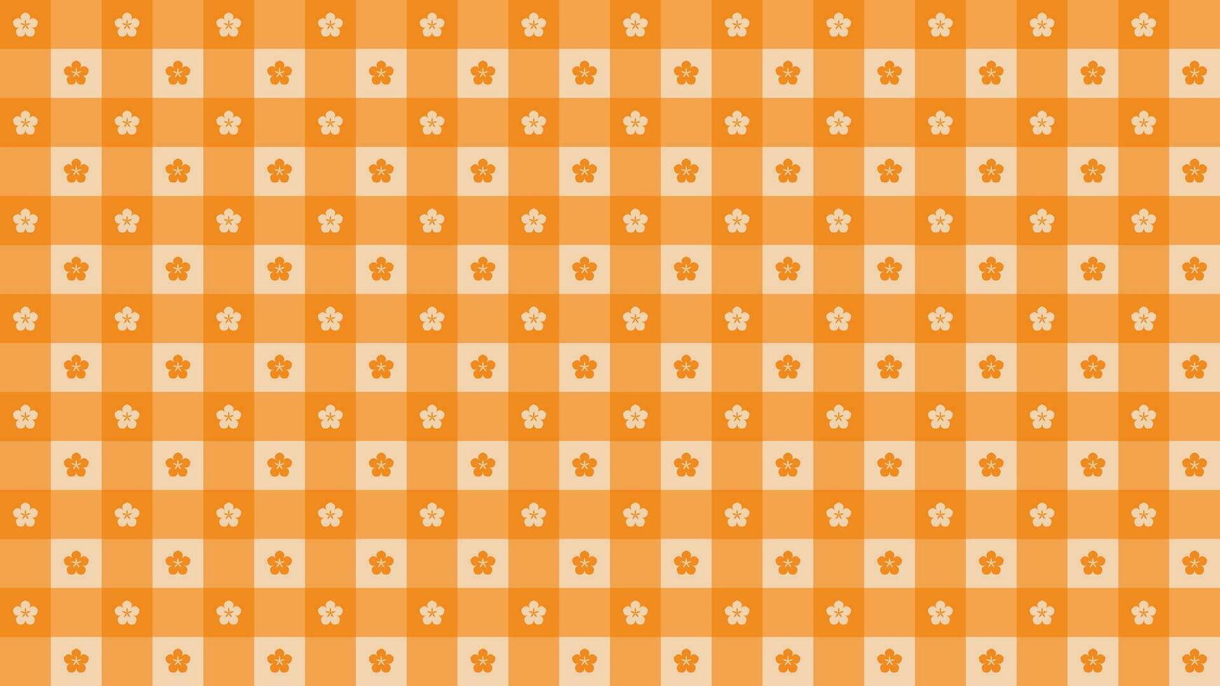 Cute and minimalist orange background, seamless patterns with  daisy. vector