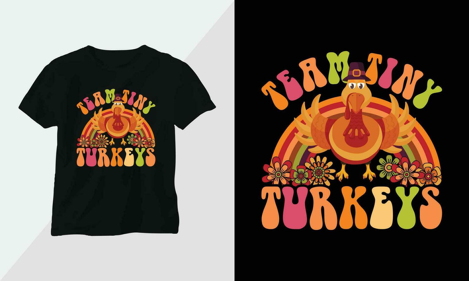 Thanksgiving Day design with turkey and summer fall colors perfect for T-shirt and apparel design vector