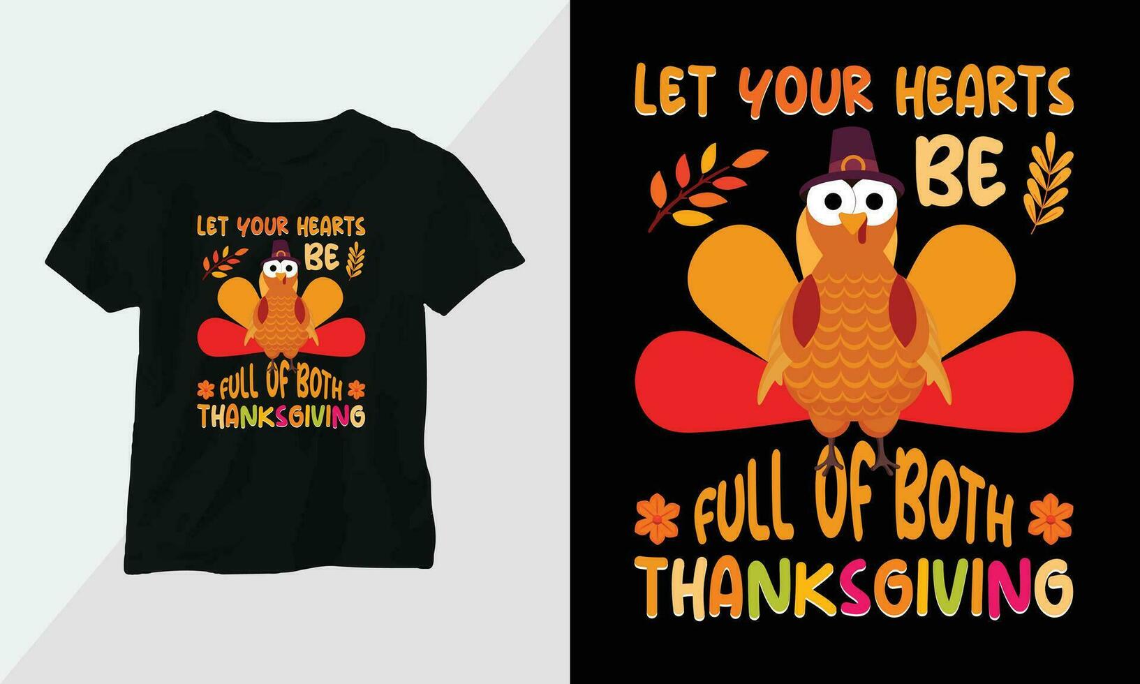 Thanksgiving Day design with turkey and summer fall colors perfect for T-shirt and apparel design vector