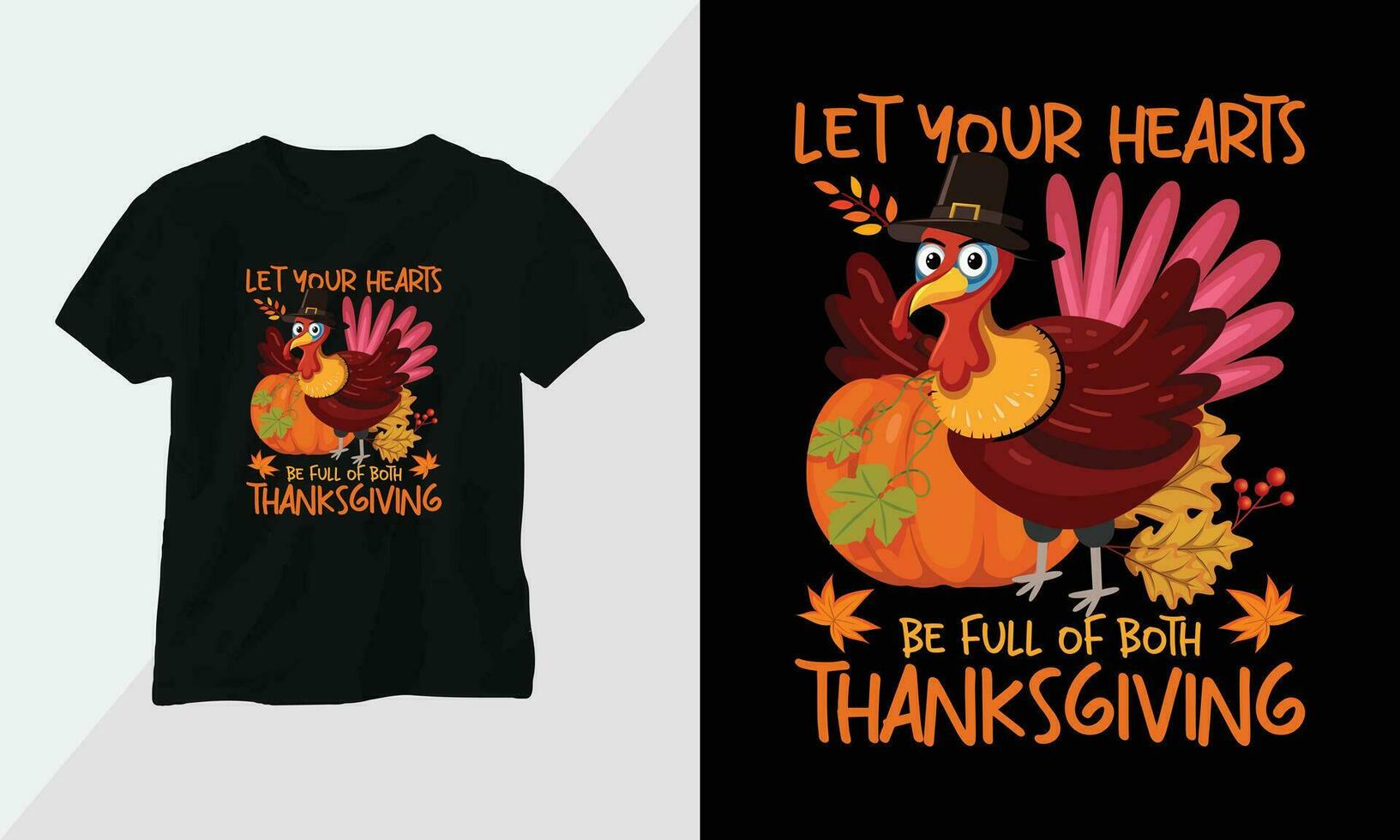 Thanksgiving Day design with turkey and summer fall colors perfect for T-shirt and apparel design vector