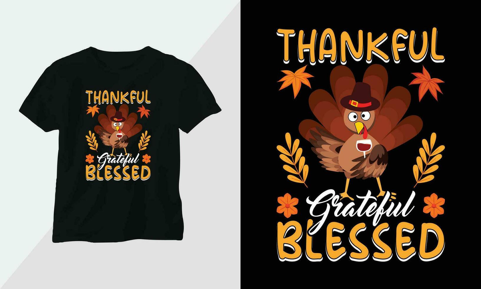 Thanksgiving Day design with turkey and summer fall colors perfect for T-shirt and apparel design vector