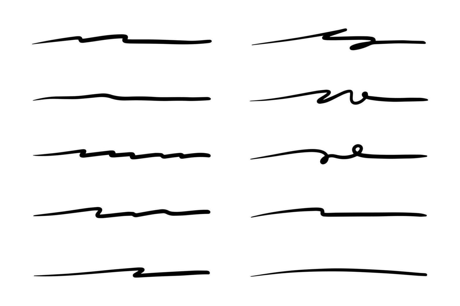 Vector set of hand drawn underline.