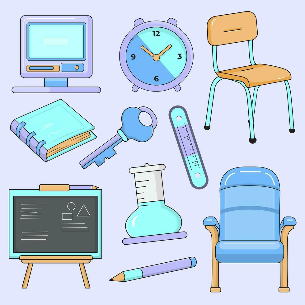 10 back to school icon illustrations set isolated on the colored background vector