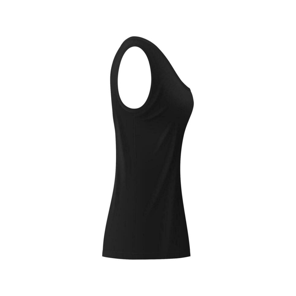 Realistic black sports slim-fit tshirt or singlet vector