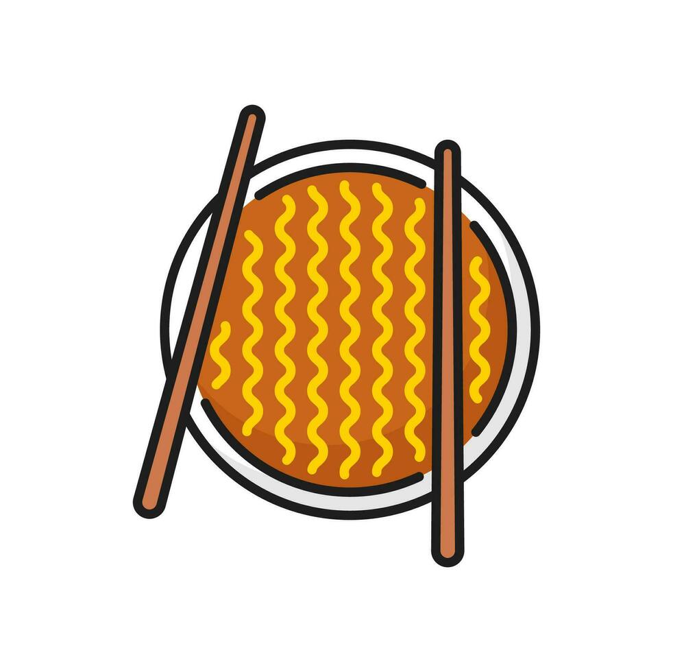 Chinese food icon isolated instant noodles in bowl vector