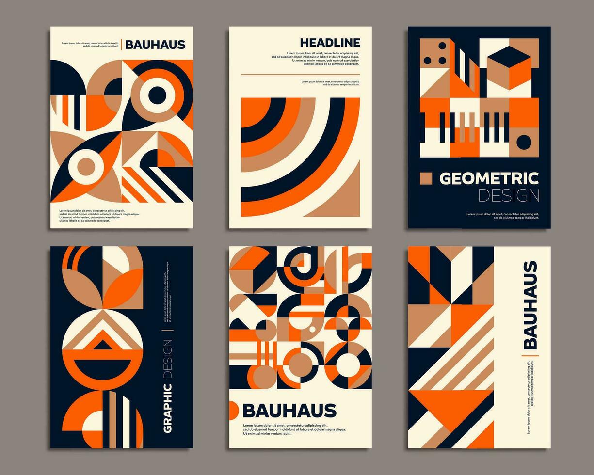 Bauhaus posters with geometric abstract patterns vector